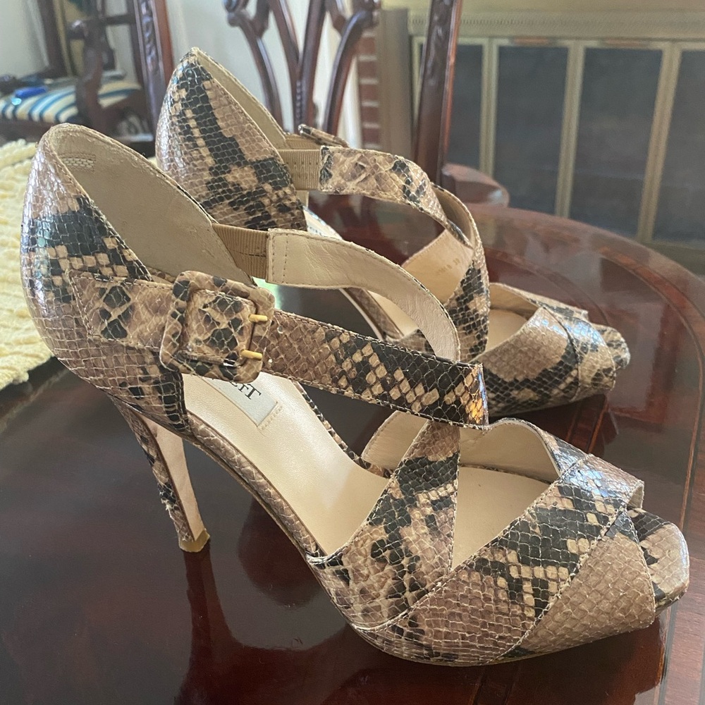 LK Bennett Snakeskin Heels in Brown and Black